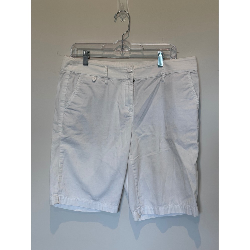 Ann Taylor LOFT White Original Fit Chino Shorts Size 10 Mid Rise Summer Casual